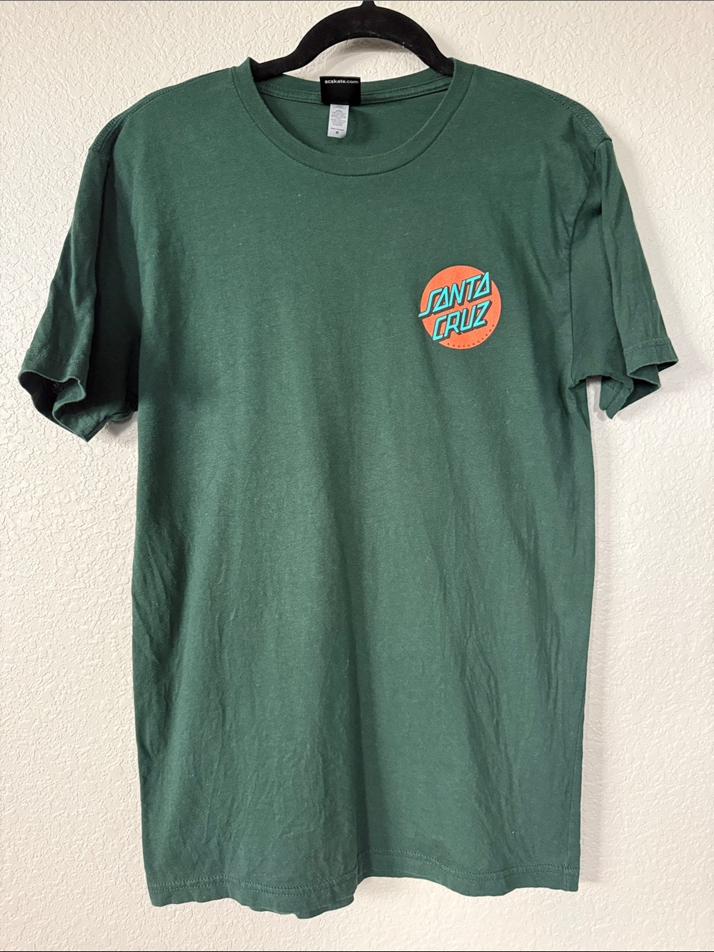 Santa Cruz Skateboards Forest Green Tee with Orange & Teal Logo